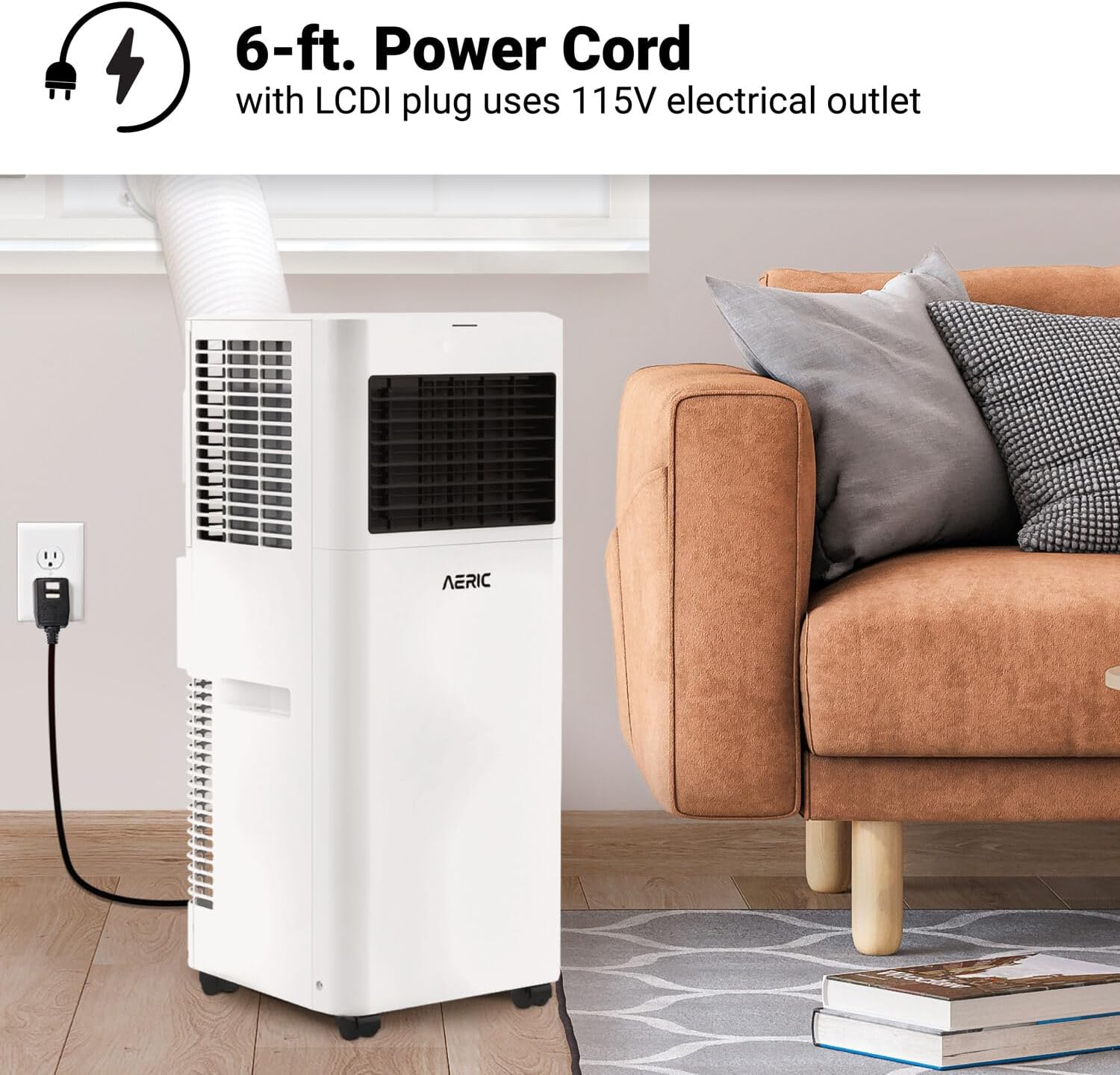 Aeric 5,000 BTU Portable Air Conditioner with 63-Pint Dehumidifier, 115V, Floor AC Unit with Remote, Washable Filter, Caster Wheels, Venting Kit & Timer for Rooms Up To 400 Sq. Ft in White