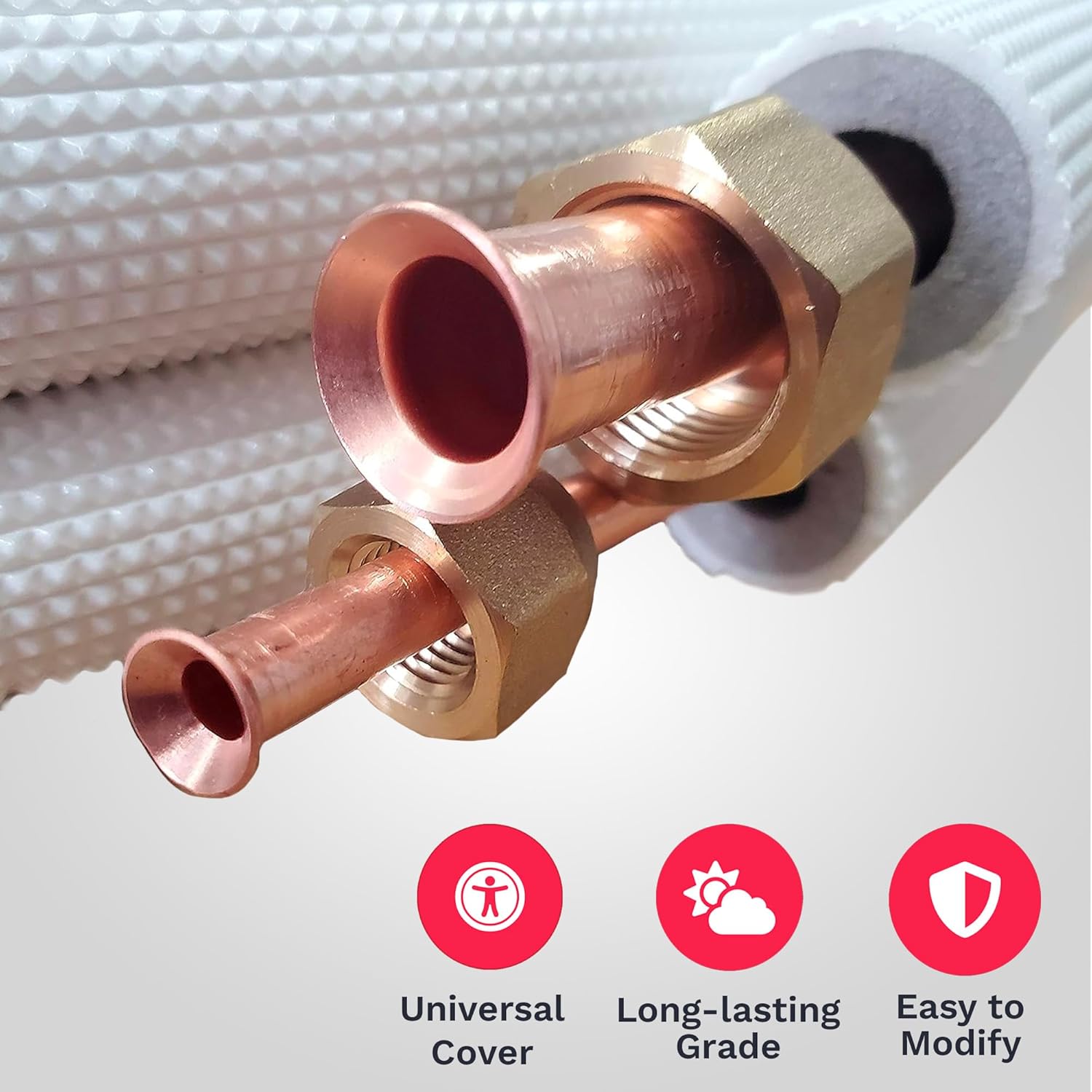 DuctlessAire Insulated Copper Twin Line Set for Ductless Mini Split Air Conditioner and Heat Pump System - Insulation Copper Pipe Coil Tubing for HVAC, AC & More - Universal Cover (25ft, 3/8 x 5/8 in)