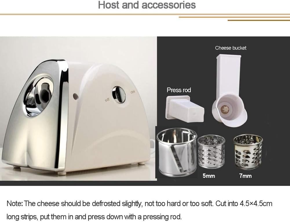 Commercial Cheese Grater, Electric Rotary Cheese Shredder Machine with 3 Stainless Steel Drum Blades, Quick Shred - 1Min/180 Pieces for Cheese, Cucumber, Carrot