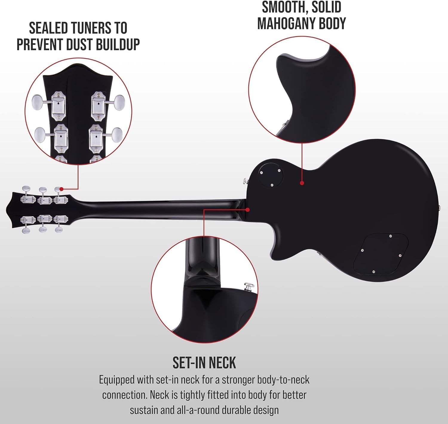 LyxPro 39” SB Series Electric Guitar, LP Style for Beginner, Intermediate & Pro Players Solid Body Guitar, Bonus 2Pack of Picks - 60 Watt Electric Guitar Amplifier Combo Solid State Studio & Stage Amp