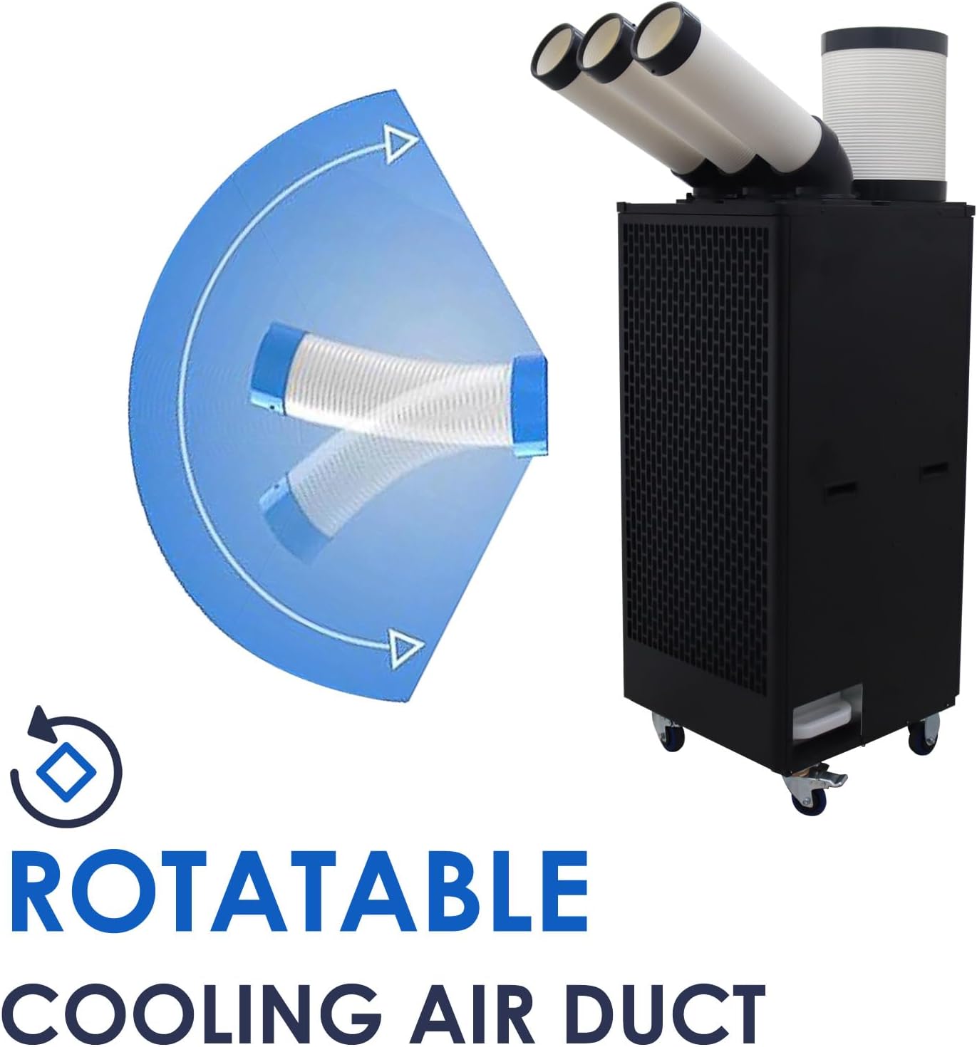 Portable Air Conditioner Industrial Spot Cooler Mobile Cooling Aircon with 13L Large Tank and Wheels for Hospital Warehouse Workshop 220V 2500W