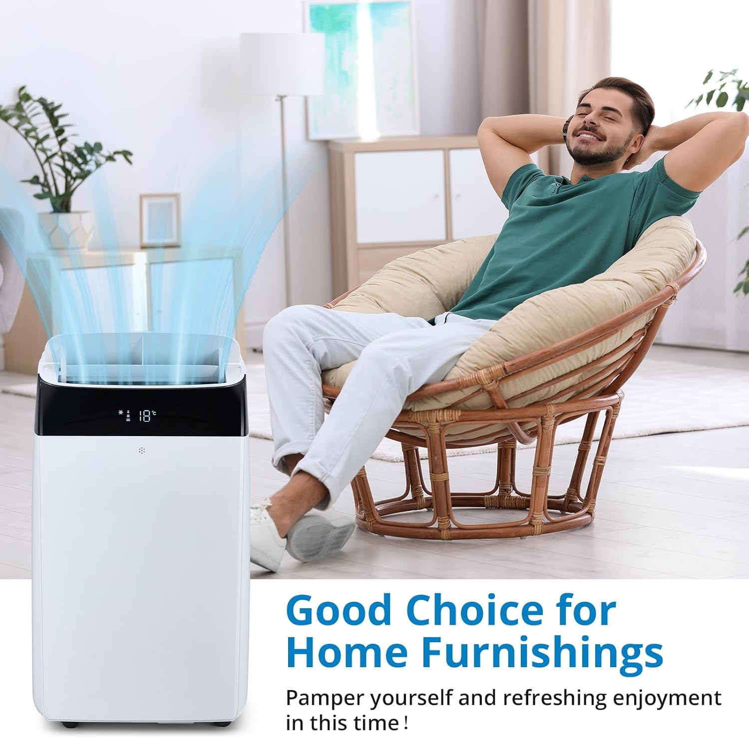 Portable Air Conditioner 14,000 BTU, Cools Up to 750 Sq.Ft - 3-in-1 Energy Efficient Cooling AC Unit with Remote Control, Quiet Sleep Mode, 24H Timer, Includes Window Kit, White
