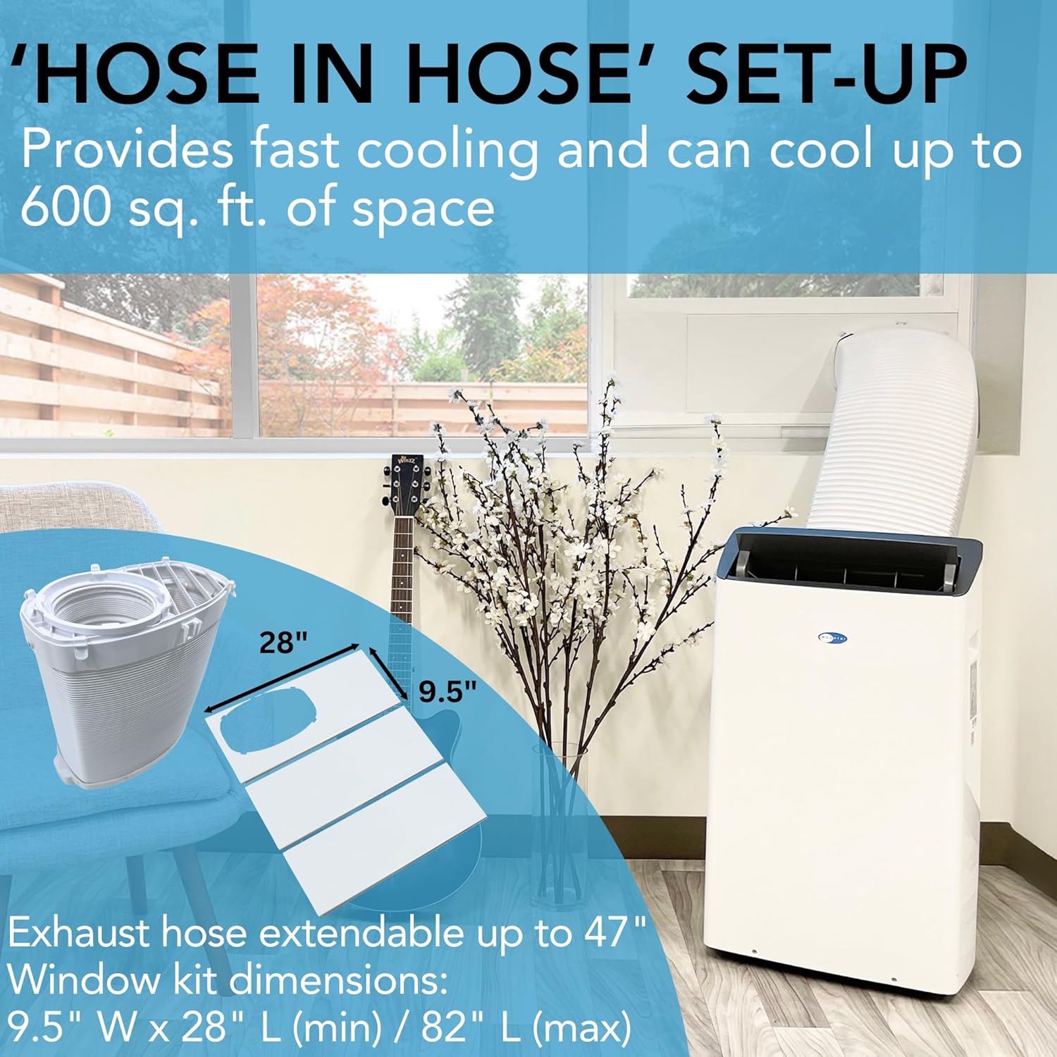 Whynter ARC-1230WN 14,000 BTU (12,000 BTU SACC) NEX Inverter Dual Hose Cooling Portable Air Conditioner, Dehumidifier, and Fan with Smart Wi-Fi, Up to 600 sq ft in White