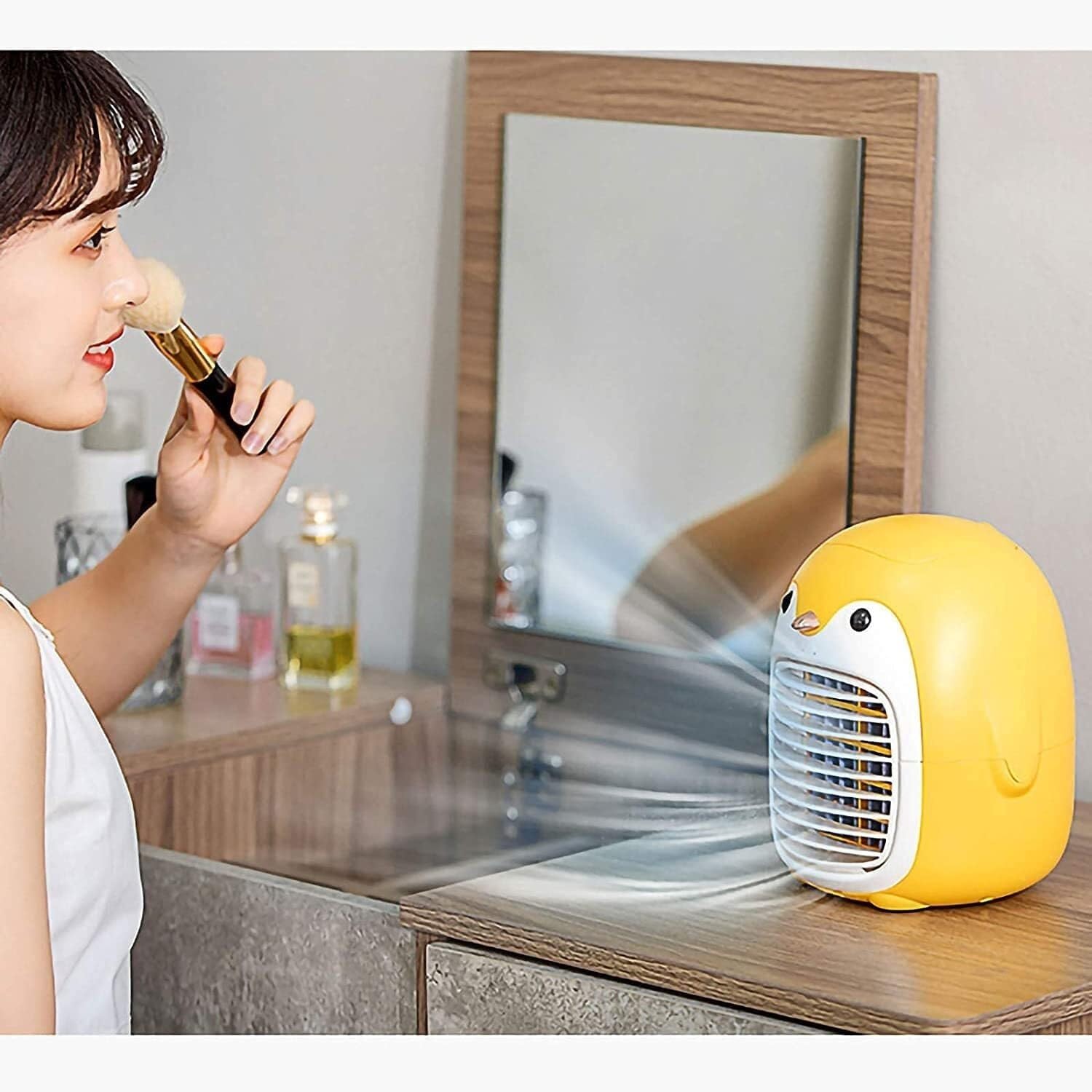 Portable Air Conditioner, Personal Air Cooler, 2000mAh USB Rechargeable Mini Cooling Fan, Humidifier with 3 Wind Speeds