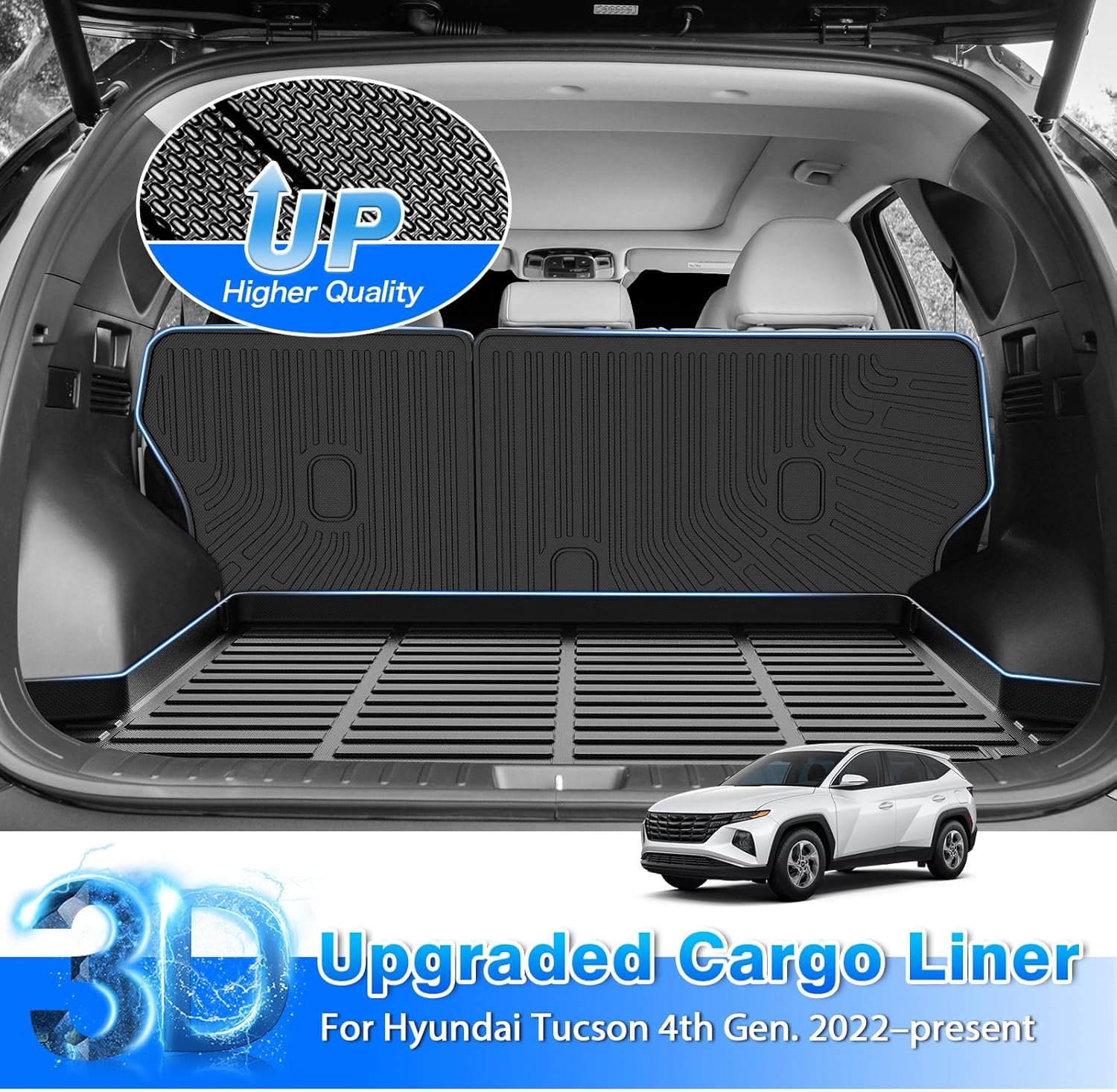 Floor Mats Fit for Hyundai Tucson 2022-2025 2026 (Not for Hybrid), All Weather Floor Mat & Cargo Liner & Backrest Mat for Tucson Accessories Heavy Duty