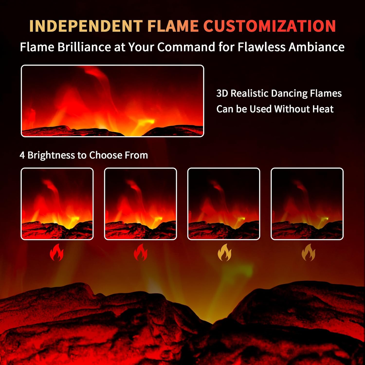 RealSmart Electric Fireplace Heater 22 in Freestanding Fireplace Stove Infrared Fireplace with 3D Flame Effect Remoted Control, Timer, Overheating Protection (Blue)