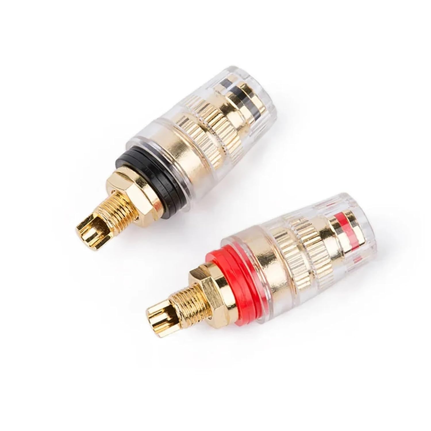 2PCS Audio Connector Terminals Banana Socket 4mm Binding Post Terminal Brass Gold Plated for Speaker Amplifier Acoustic(20PCS,Red-01)