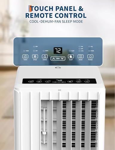 Portable Air Conditioner, 8000 BTU for Rooms Up to 350 Sq.Ft. Quiet Cooling w/Remote & 24H Timer, Energy Saving AC for Small Rooms, Bedrooms, Offices, Dormitories, White