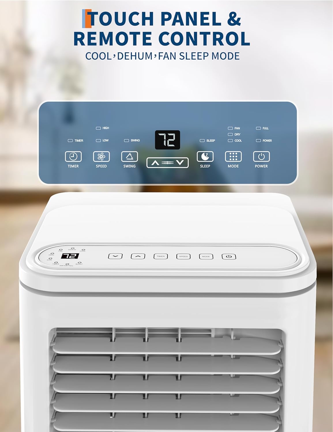 Portable Air Conditioners 8000 BTU, Efficient Portable AC Unit with Dehumidifier, Fan, and Sleep Mode, Quiet Operation with Remote Control and 24H Timer for Bedroom and Office Use, White