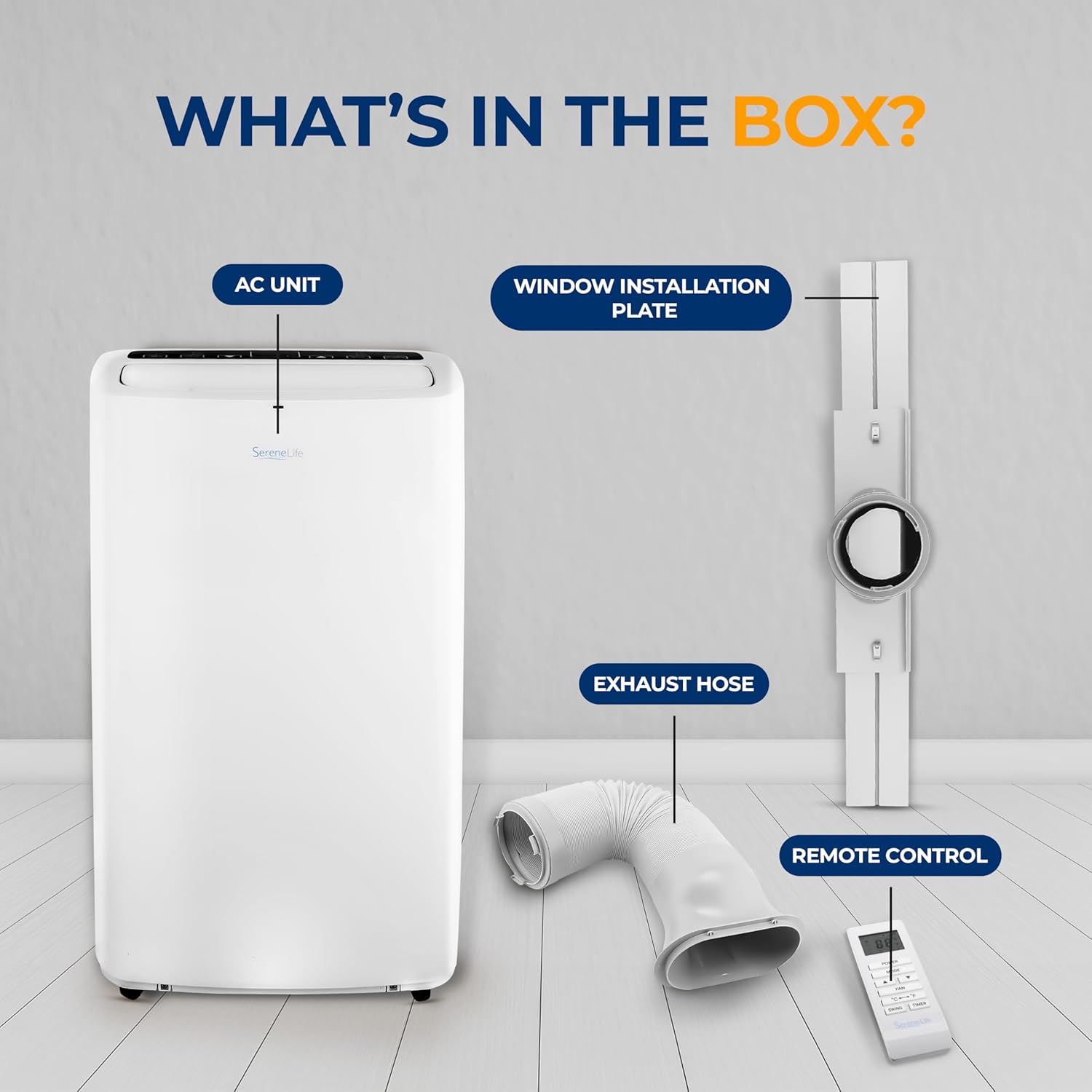 SereneLife Small Air Conditioner Portable 14,000 BTU with Built-in Dehumidifier - Portable AC unit for rooms up to 650 sq ft - Remote Control, Window Mount Exhaust Kit