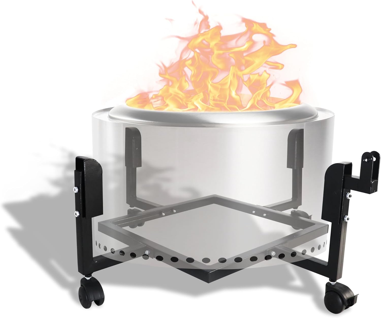 FEBTECH - 29.5 inch Portable Firepit Trolley Stand Compatible with Solo Stove Yukon and other 27 Inch Firepit - Fire Pit Stand with Support Arm for Effortless Fire-pit Mobility - Solo Stove Accessories