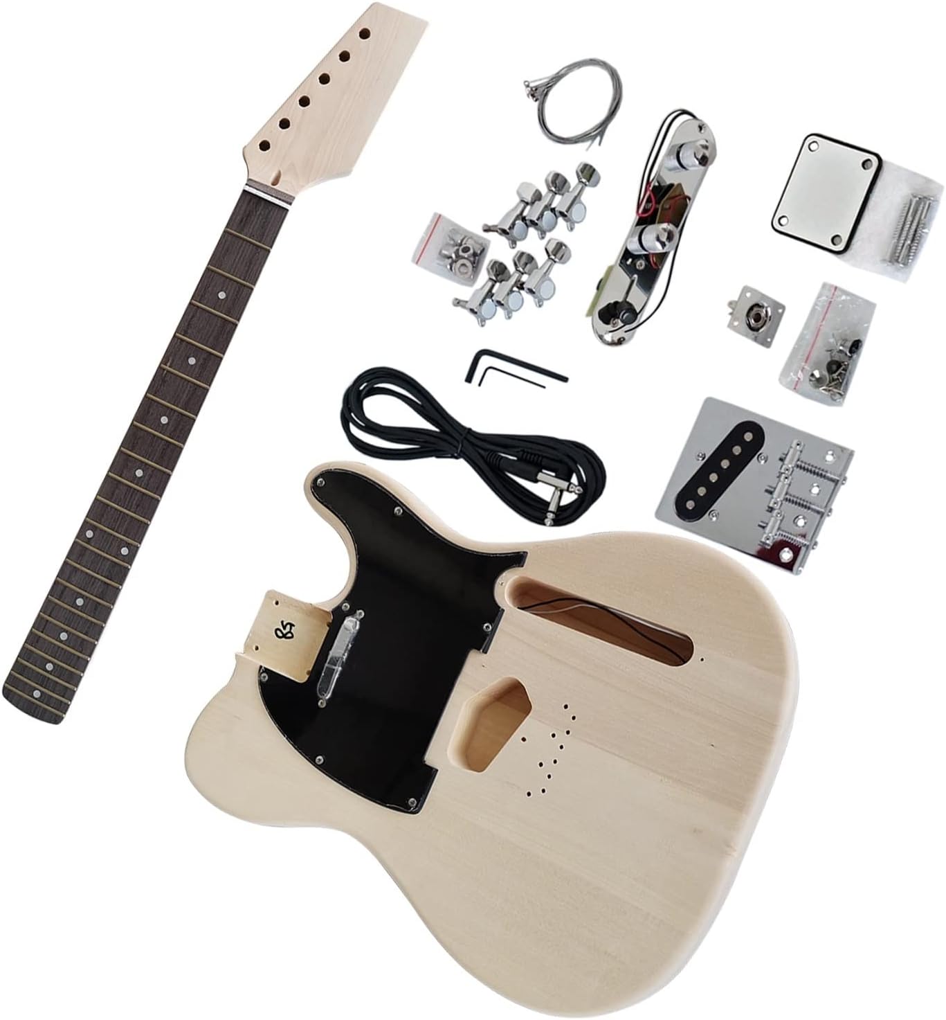 38 Inches DIY Unfinished Electric Guitar Kits Basswood Body Musical Instrument Guitar with All Hardwares Unfinished Guitar Set (Color : 03)