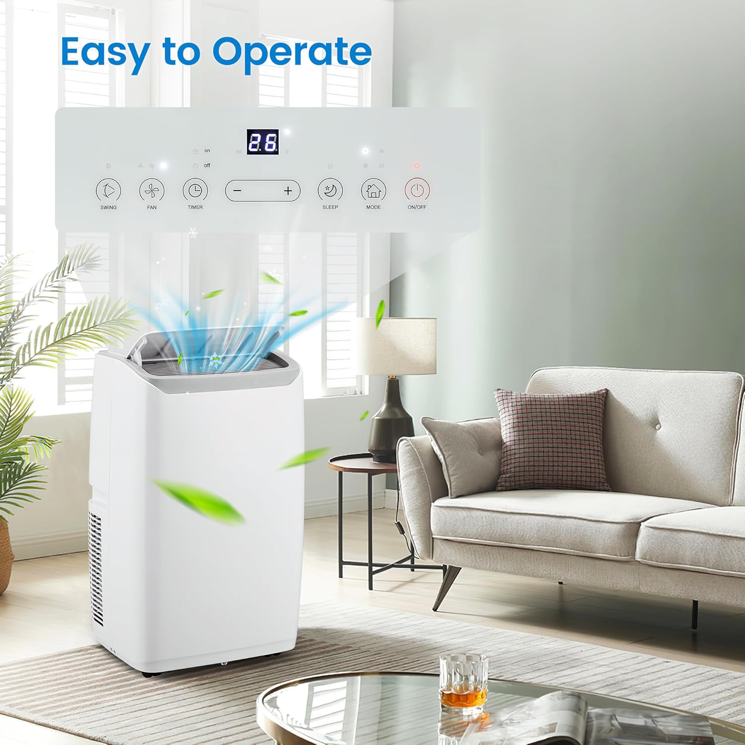 Portable Air Conditioners 12,000 BTU, 3-In-1 AC With Dehumidify Mode, Remote Control, Low Noise Design for Up to 550 Sq.Ft Rooms, White