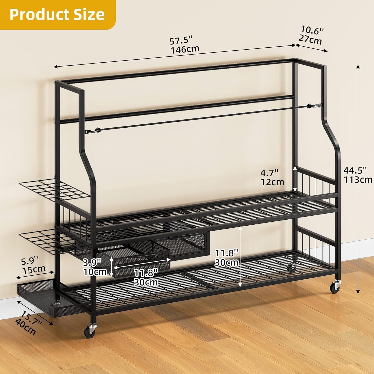 DWVO Golf Bag Organizer for Garage, Golf Storage Organizer w/Wheels for Garage Club and Shed, Golf Bag Storage Rack w/Drawer for Golf Bags, Clubs, Balls and Other Equipment Accessories
