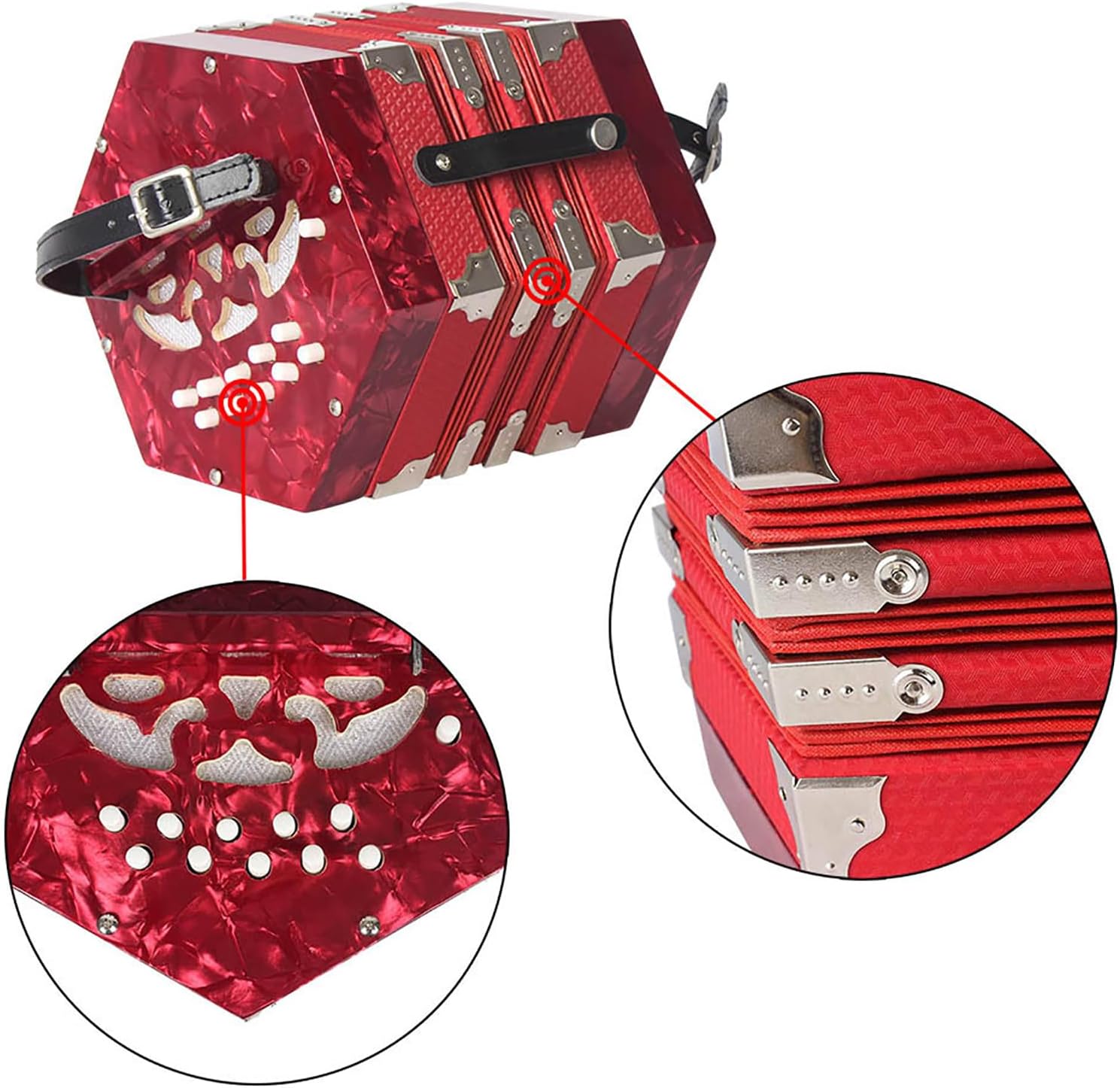 Kids Accordion,Portable Concertina Accordion,with Adjustable Hand Strap,20 Tone Key,Carrying Bag, Excellent Gift for Children and Friends,Suitable for Beginners