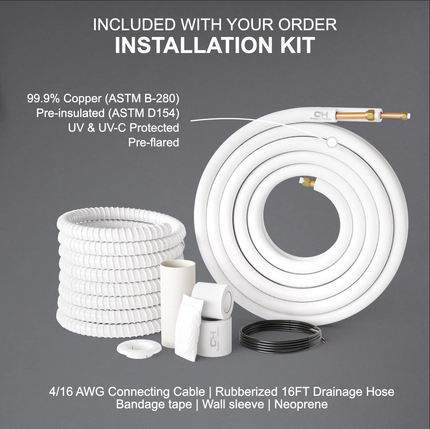 Cooper&Hunter 18,000 BTU Dual Zone 6,000 + 9,000 BTU Multi Zone, 22.9 SEER2, Wall Mount Ductless Mini Split A/C Air to Air Inverter Heater Including 25ft Installation Kits