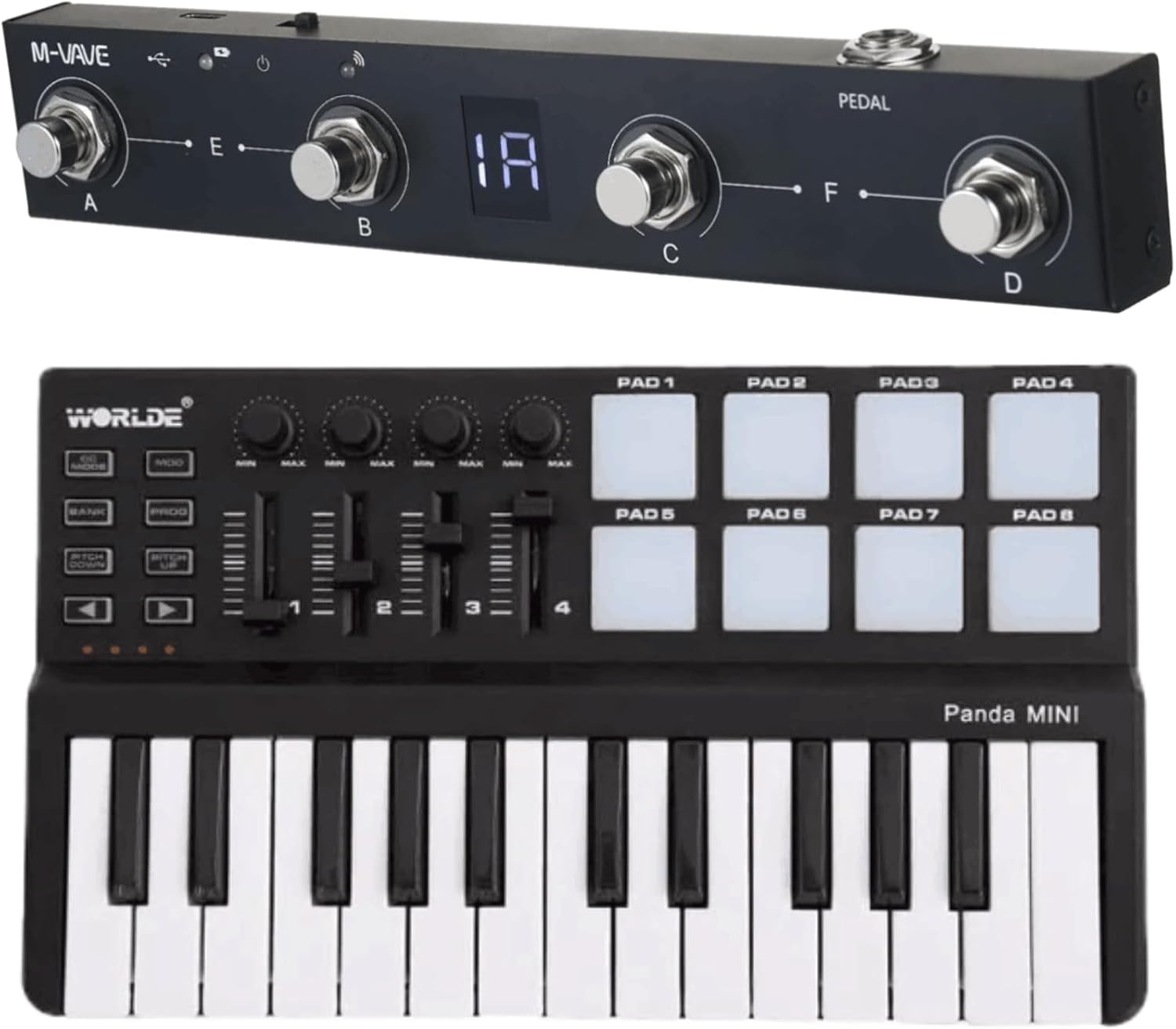 BT Wireless MIDI Controller and 25-Key MIDI Keyboard