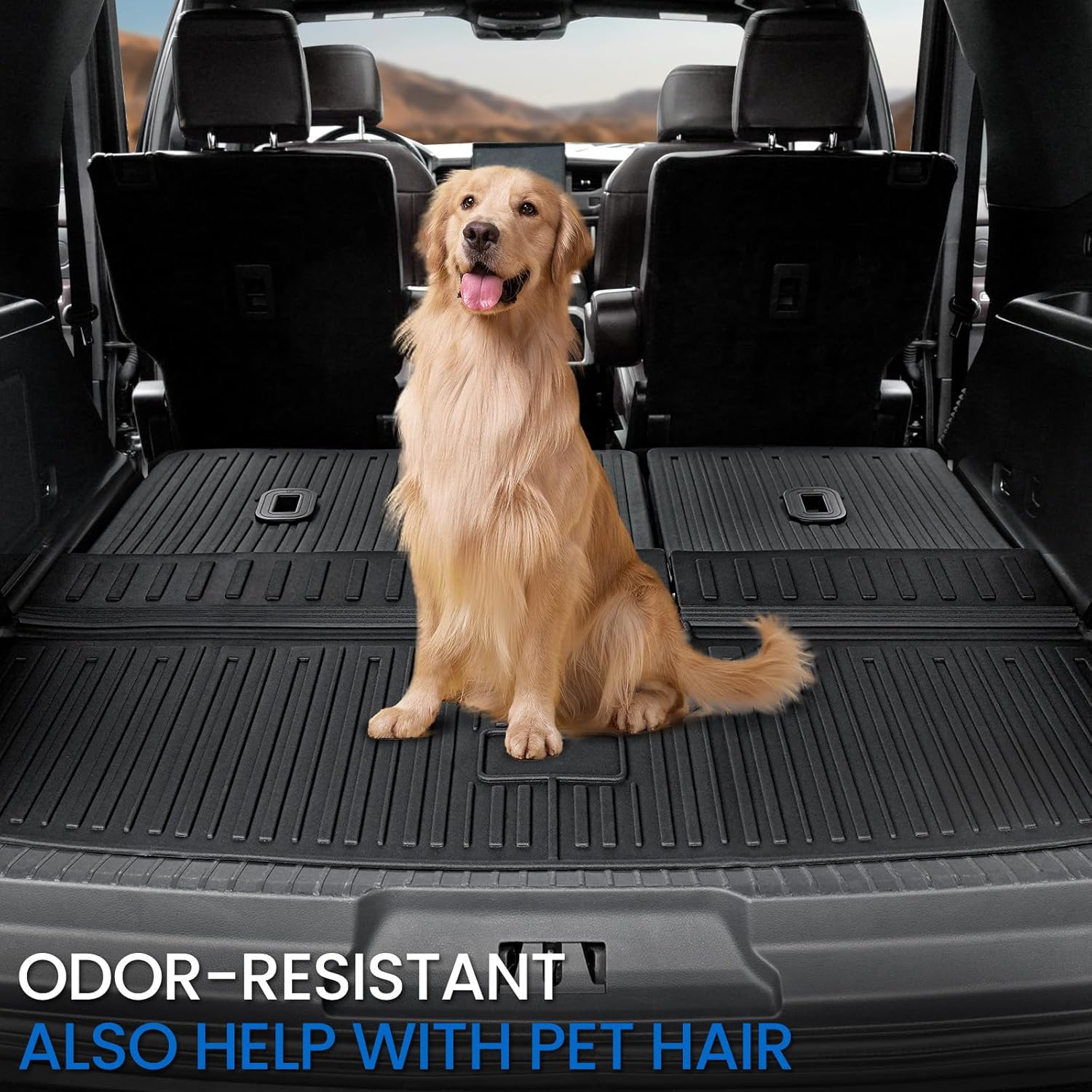 Floor Mats Cargo Mat for 2018-2024 Ford Expedition 7 Seats Accessories (Not for Max Model), All Weather TPE Cargo Liner Backrest Mats Door Sill Protectors (Floor Mats Set)