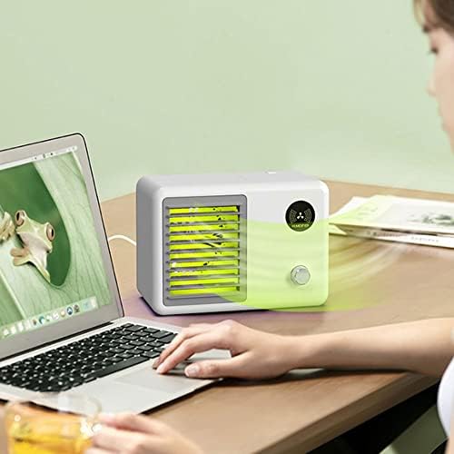 Portable Air Conditioner with 3 Speeds, 480ML Evaporative Air Cooler & 7 Colors Light, Room Camping Car Office (Color : Green)