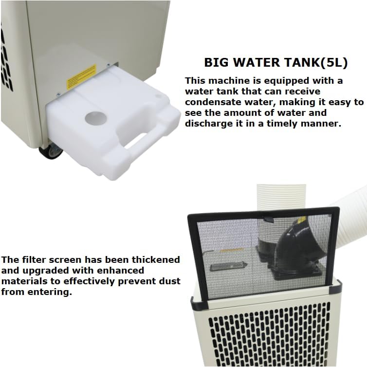 Industrial Portable Air Conditioner 110V,9180 BTU Commercial Spot Cooler with Single-Duct Exhaust for Warehouse Server Room Outdoor Work Sites Easy Install Includes Detachable Filter 1KW