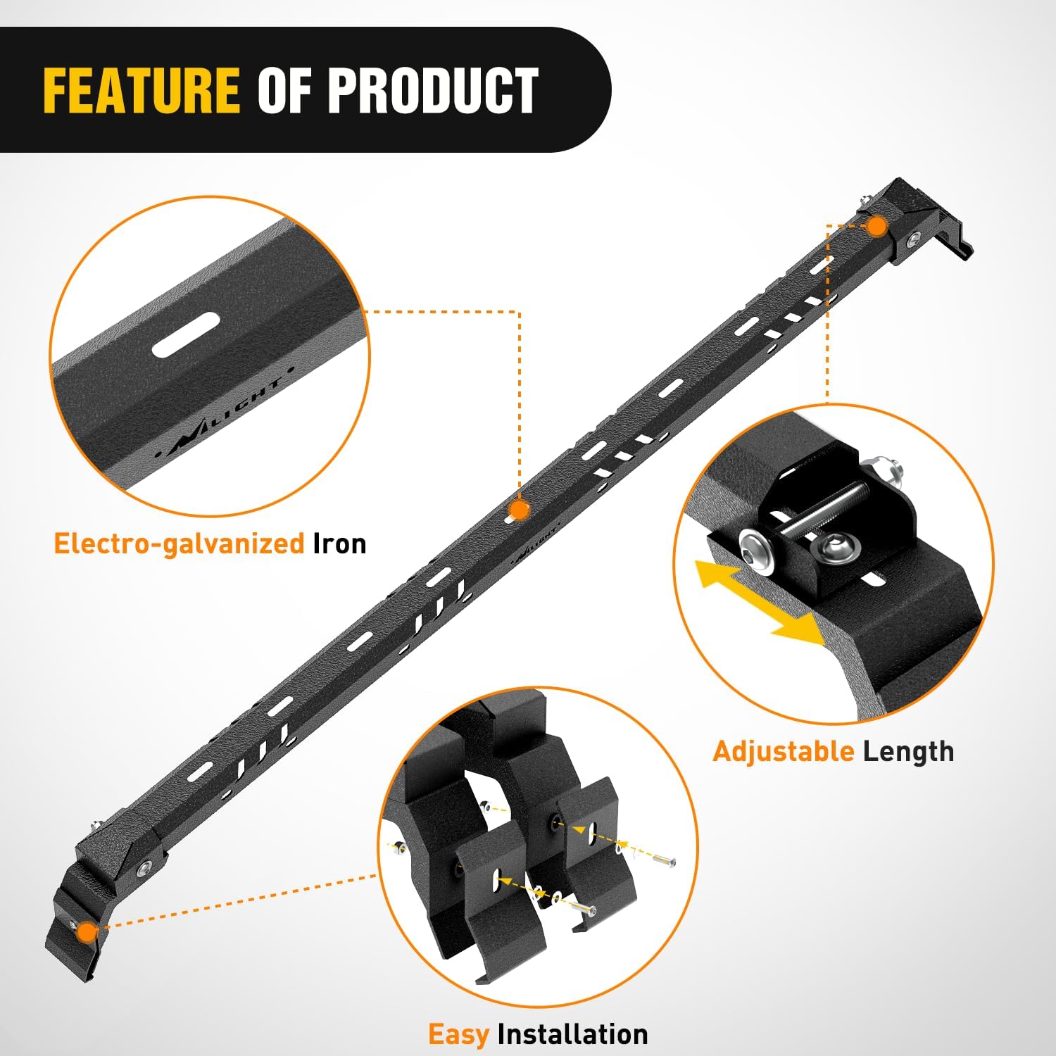 Nilight 420LBS Roof Rack Cross Bars Compatible with Jeep Wrangler JK JKU 2007-2018 JL JLU 2018-2025 Gladiator JT 2020-2025 Hardtop Models, Adjustable Iron Crossbars for Cargo Carrier Luggage Box Tent