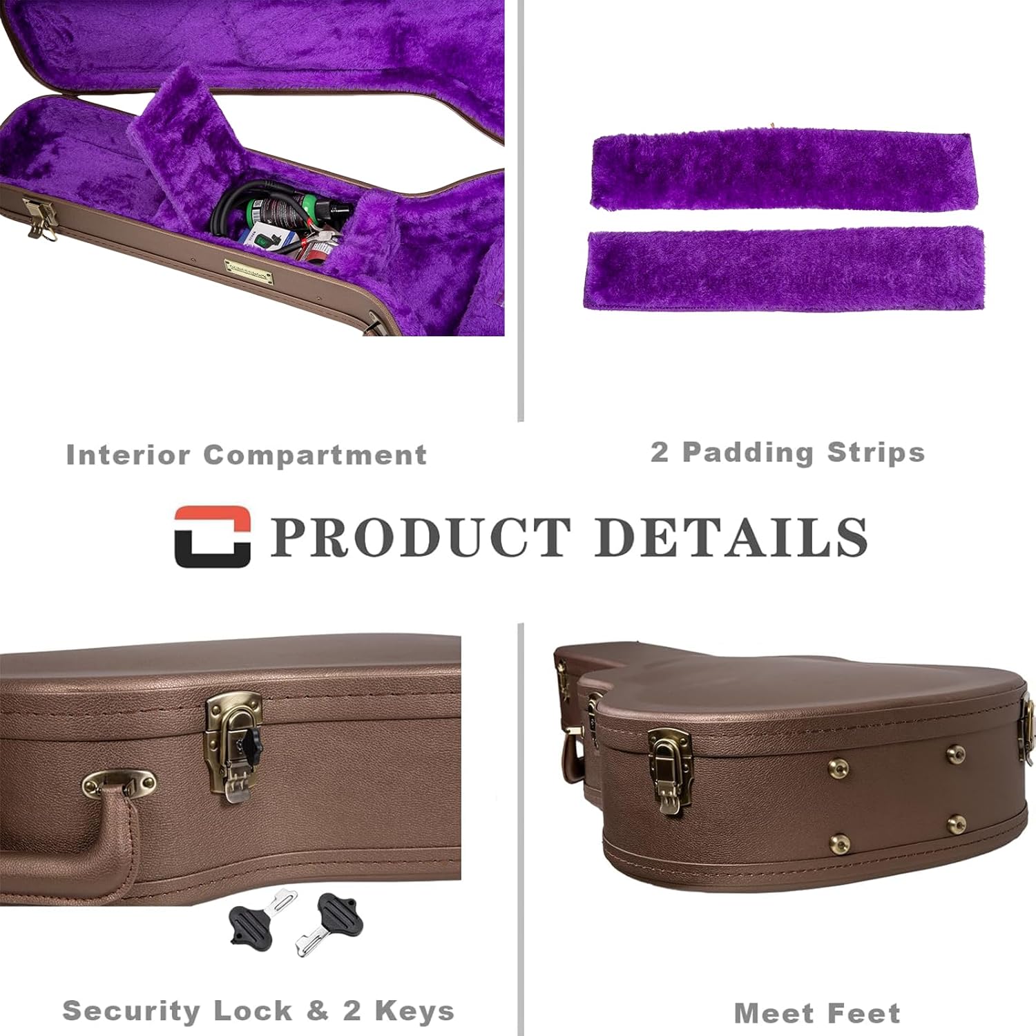 Crossrock Wooden Electric Guitar Case for Gibson SG | Chocolate Brown Finish, Purple Velvet Interior, Lock – Designer Series(CRW520SGCB)