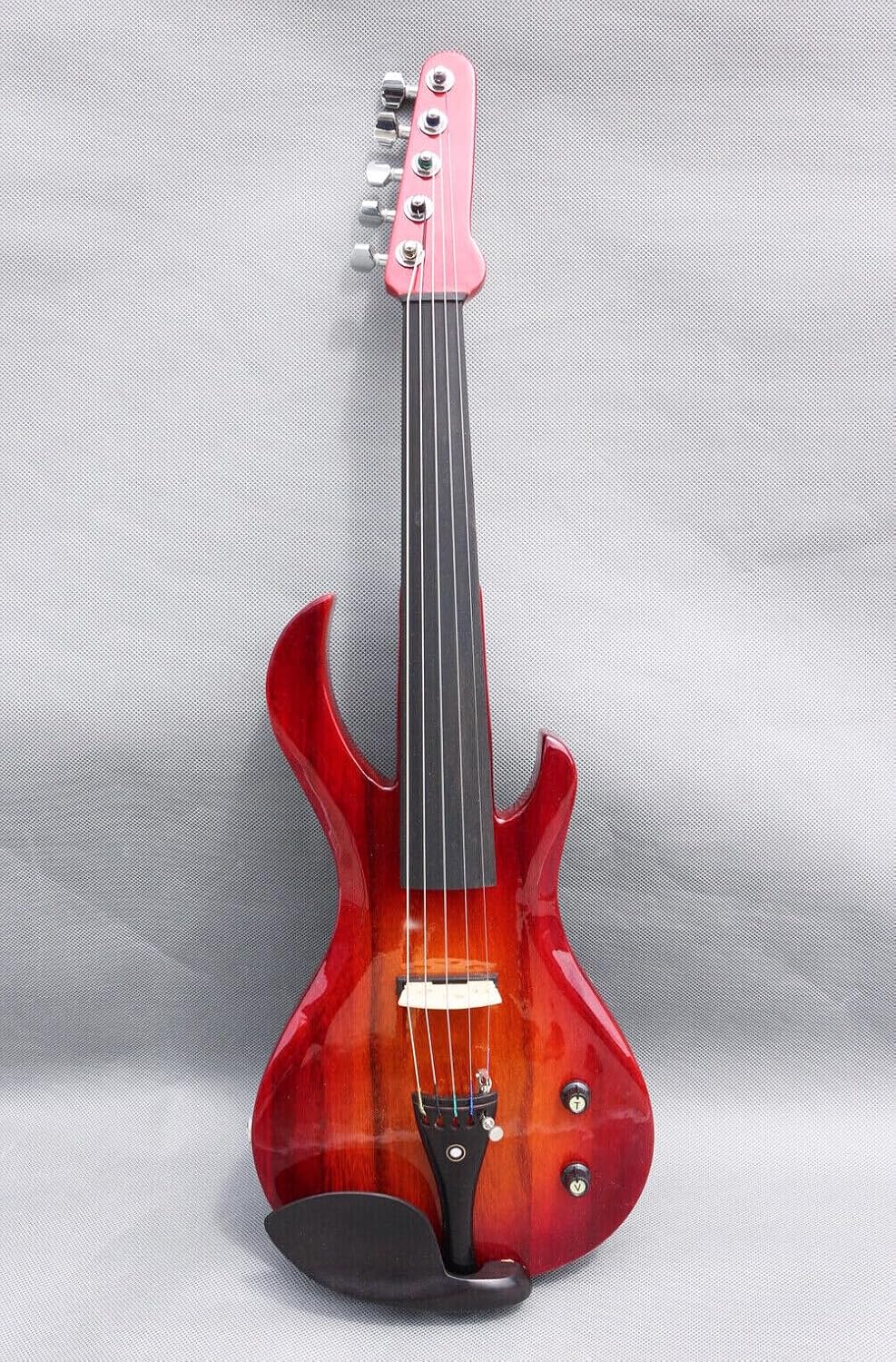 Full size Electric Violin 4/4, Electric violin kit for 5 String Solid wood body with Ebony fittings guitar-shaped Powerful Sound,case,bow