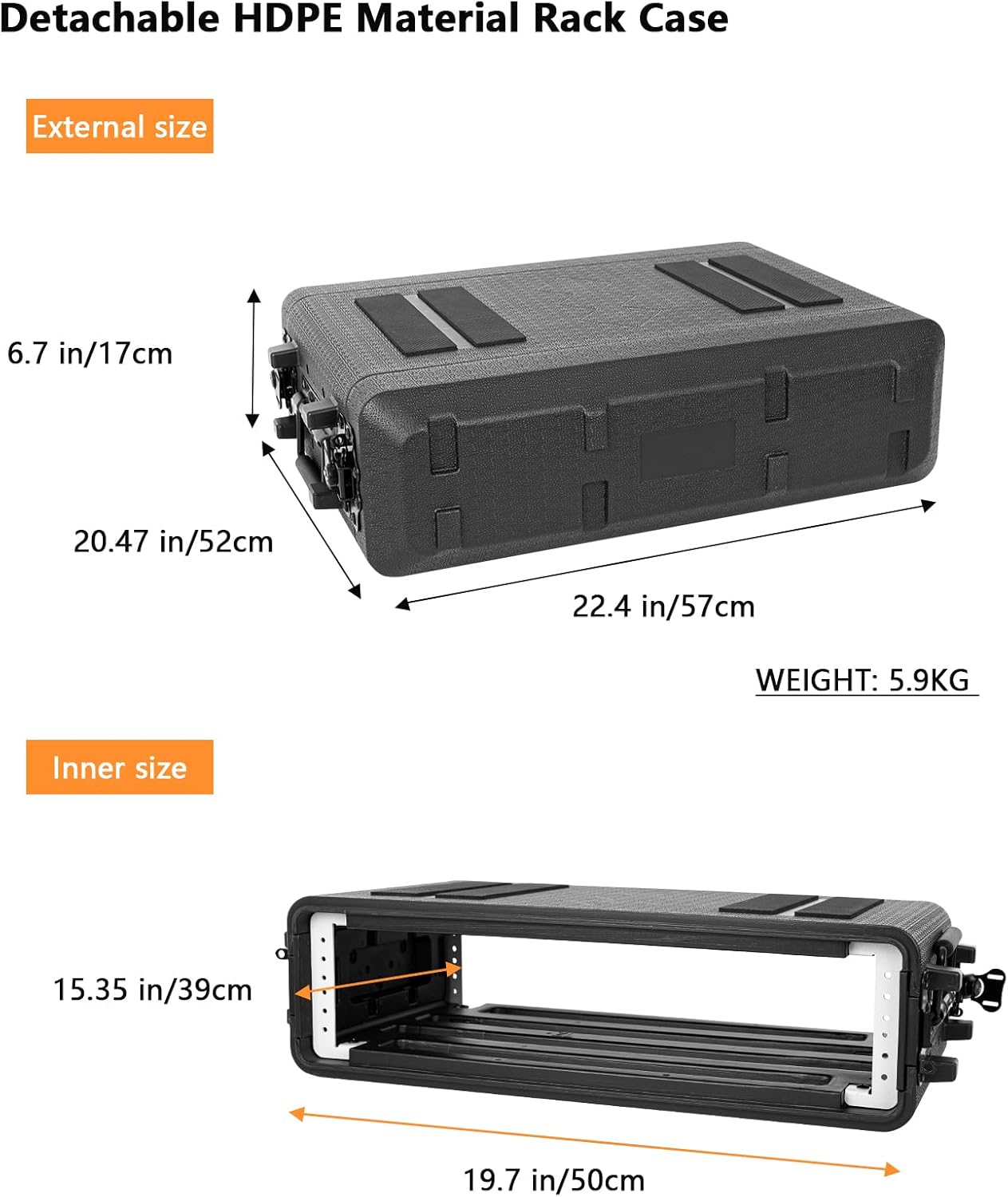 2U Rack Case, Shallow 17