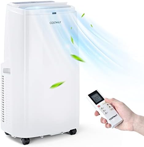 COSTWAY Portable Air Conditioner, 1,2000 BTU 3 in 1 Air Cooler w/Fan & Dehumidifier, Quiet AC Unit Cools Rooms up to 450 sq.ft, Sleep Mode, 3 Fan Speeds, 24H Timer, Digital Display & Remote Control
