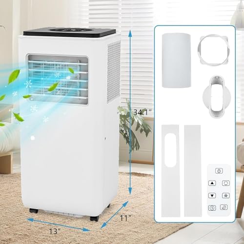 Portable Air Conditioners 8000 BTU, Remote Control AC Unit with 24H Timer, Low Noise & Energy Saving for Rooms Up to 350 Sq.Ft, Dorm, Office, Bedroom, Black & White