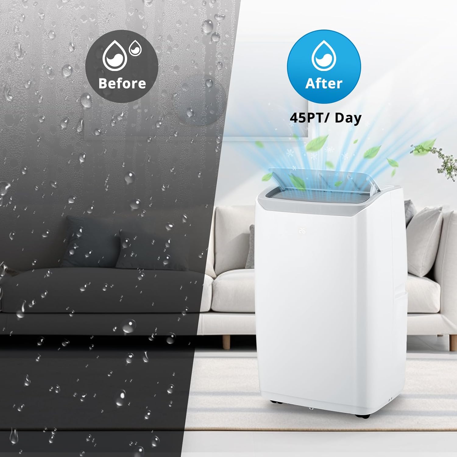 12000Btu Air Conditioner Portable, 3-in-1 Portable Air Conditioner with Dehumidifier, Cooling Fan, Sleep Mode, Remote Control, Portable AC Unit fot Room Up to 550Sq.Ft