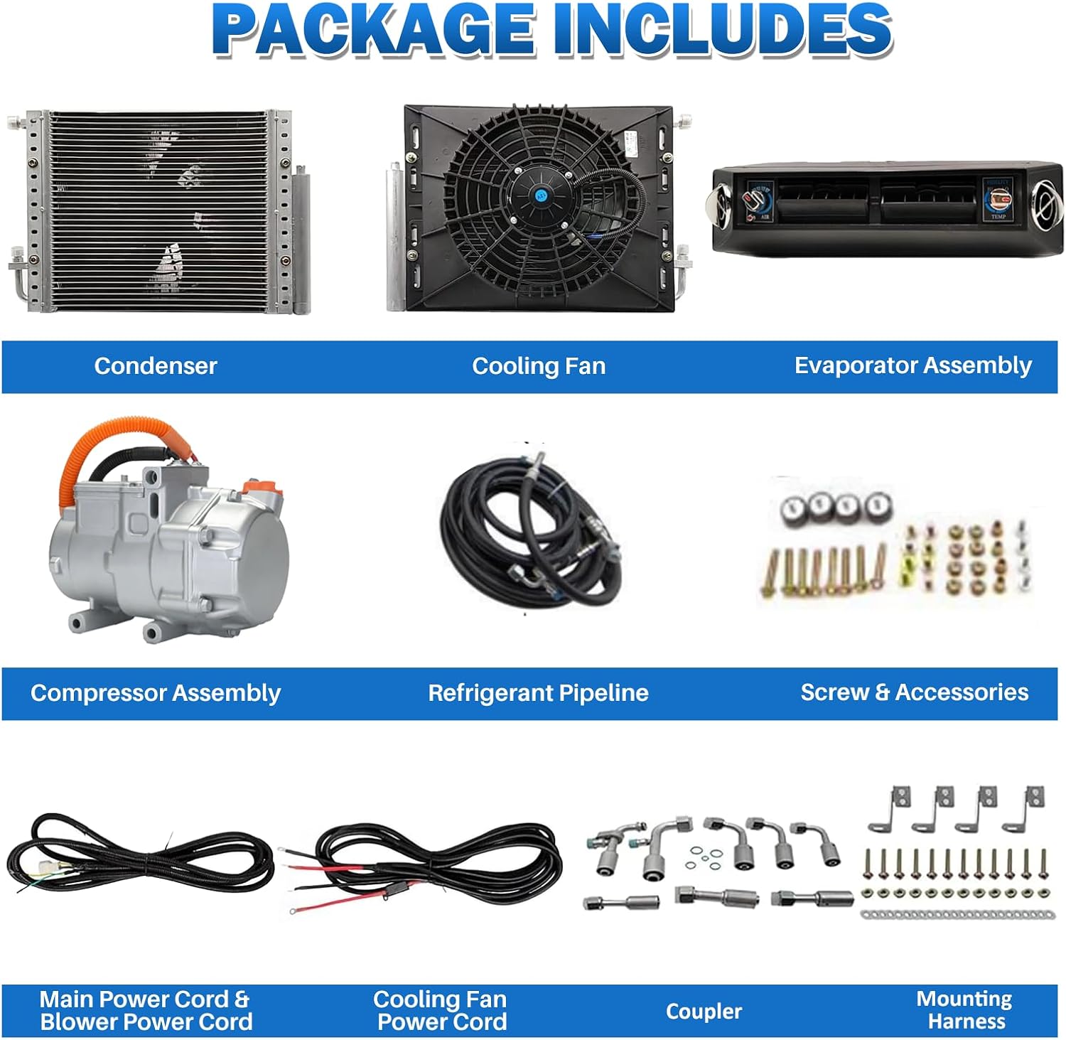 12V Air Conditioner for Car w/Heat 10000BTU, Under Dash 12 Volt Air Conditioner, 3-in-1 Compressor&Condenser DC AC 12V, Low Noise Rapid Cooling for Car, Automotive, Sedan, Pickup