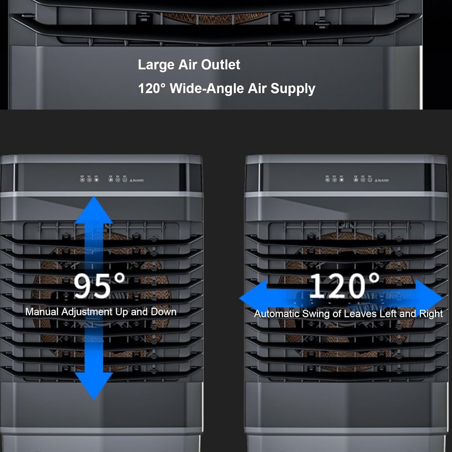 Indoor Swamp Cooler Fan, 3 In 1 Portable Air Conditioners, 10 Gallon Tank, 120° Oscillation, 4 Ice Packs, 12H Timer, Remote, 3 Modes & 3 Speeds Air Cooler for Room Cooling(80cm/31in)