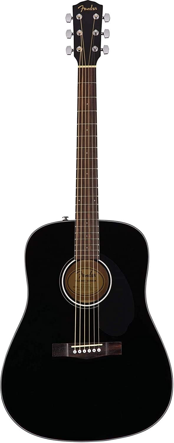 Fender CD-60S Solid Top Dreadnought Acoustic Guitar - Black Bundle with Hard Case, Tuner, Strap, Strings, Picks, and Austin Bazaar Instructional DVD