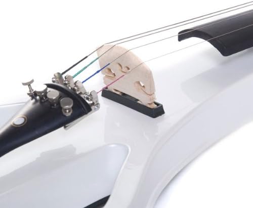 Cecilio 4/4 Size Electric Silent Violin, Hand-Carved Solid Wood, Electric Violin with Ebony Fittings, Ideal for Practice, Stage & Studio Use, Pearl White
