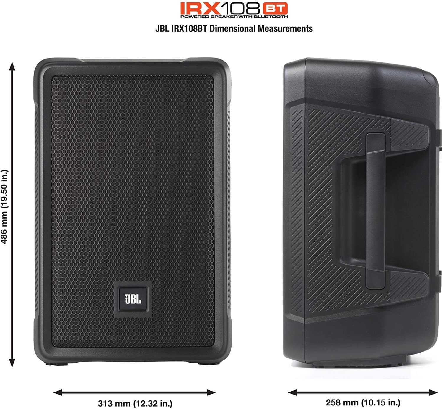 JBL Professional IRX108BT Powered PA Speaker, Portable Loudspeaker with Bluetooth, 8 Inch Woofer, 1300 Watt, Mobile DJ, Musicians, Small Venues, Ceremonies and Sports Events, Black