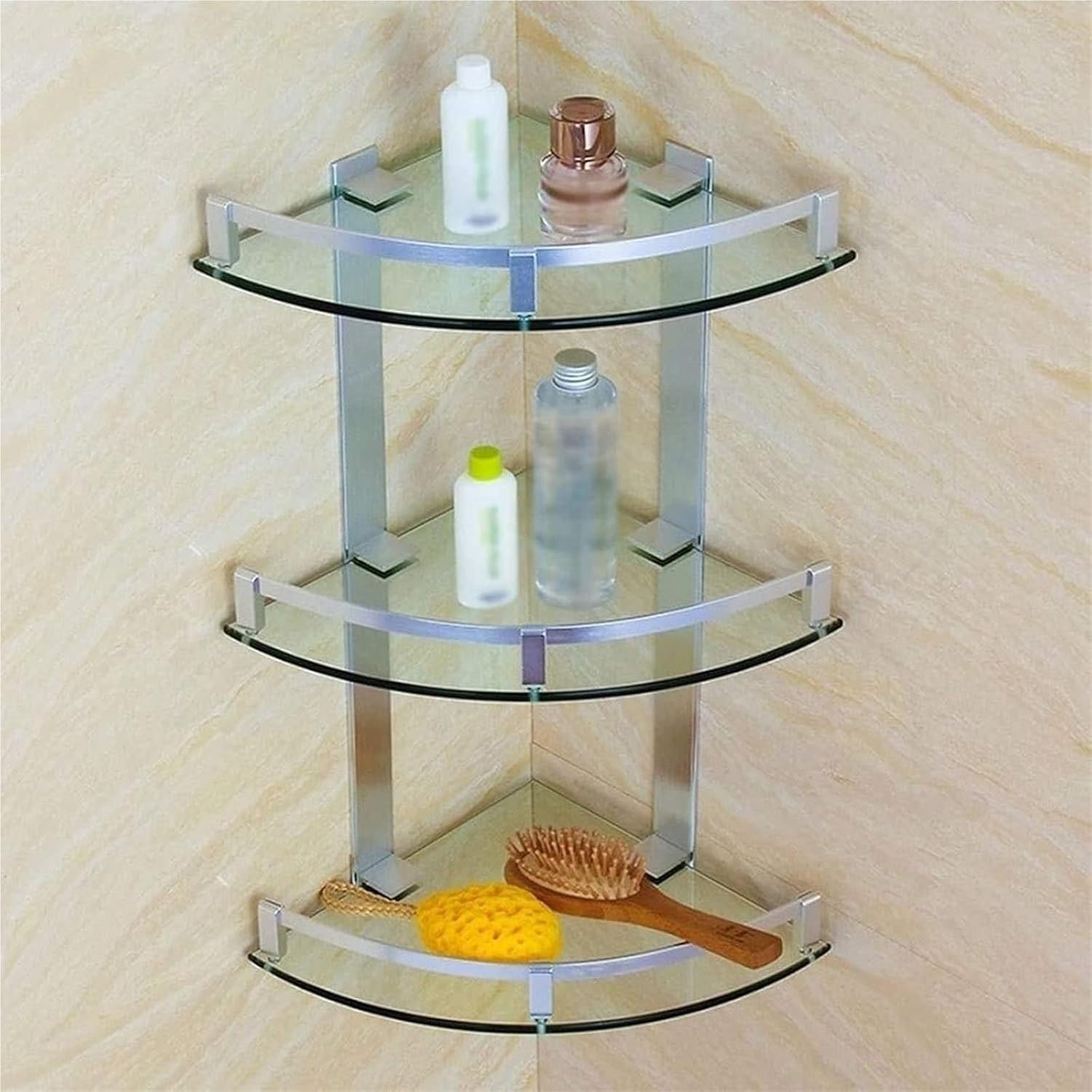 Glass Corner Shower Shelves, Bathroom Corner Shower Shelf, 3 Tier Glass Corner Shelf Shower Organizer, Bathroom Wall Organizer, Rustproof, for Bathroom Organizer.(200mm)