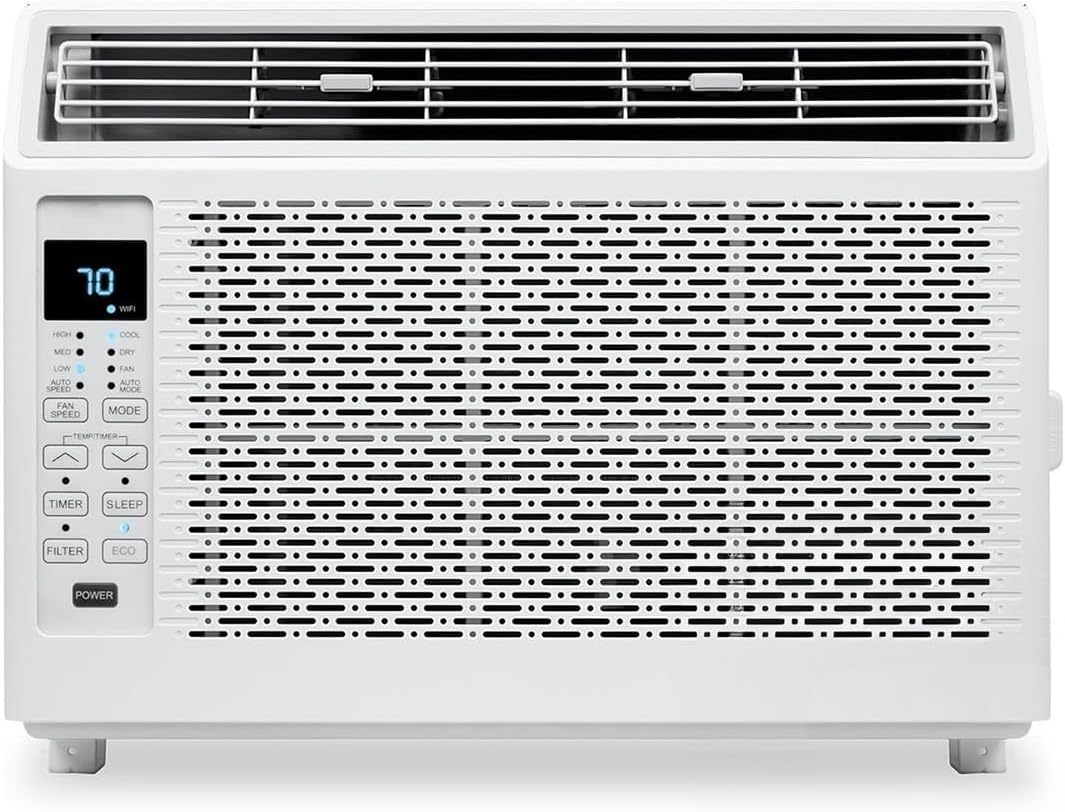 PURECLEAN 6,000 BTU Window Air Conditioner, Efficient Cooling for Small to Medium Rooms up to 250 Sq.Ft, Adjustable Airflow, Installation Kit Included