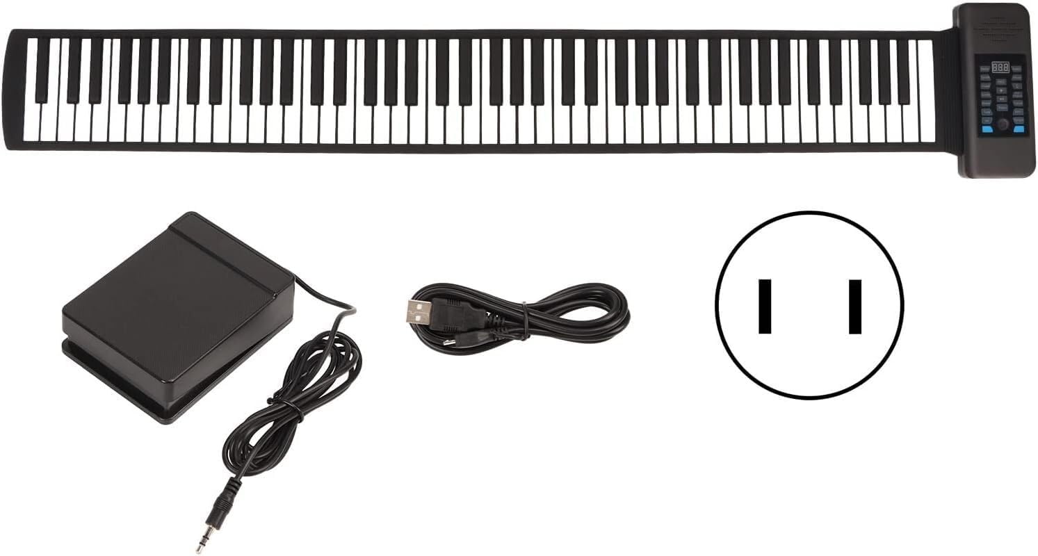 Keyboard Piano, Roll Up Piano, Foldable Digital Piano, Portable Electric Piano with 88 Keys, Pedal, Arranger Keyboards with Speakers, LED Display, Rechargeable Smart Piano for Children Gifts