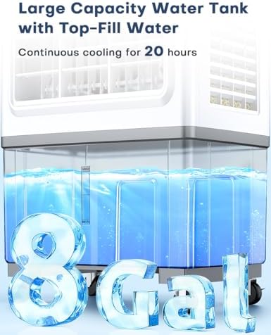 BALKO Evaporative Air Cooler, 2100CFM Windowless Air Conditioner Cooling up to 700 Sq.ft, Swamp Cooler Air Conditioner w/2 Modes & 3 Speeds, 7H Timer & Remote, Portable for Room Garage Patio