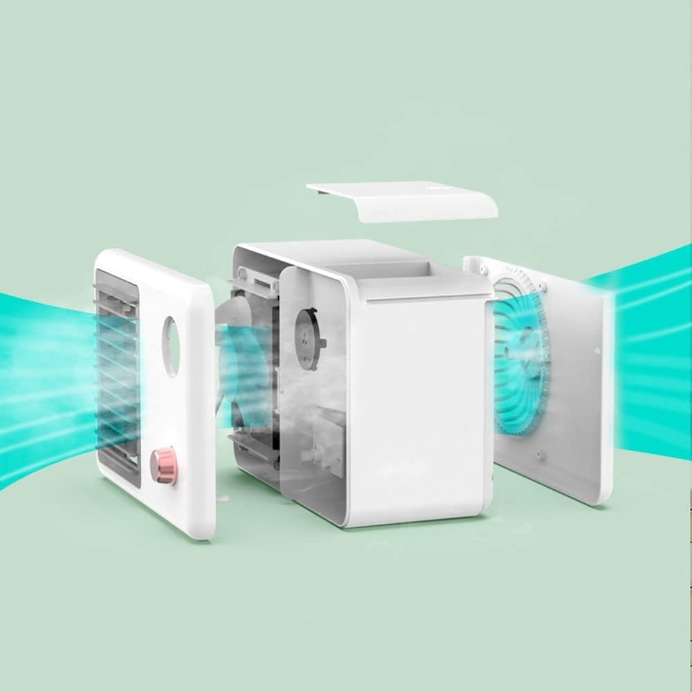 Portable Air Conditioner with 3 Speeds, 480ML Evaporative Air Cooler & 7 Colors Light, Room Camping Car Office (Color : Green)