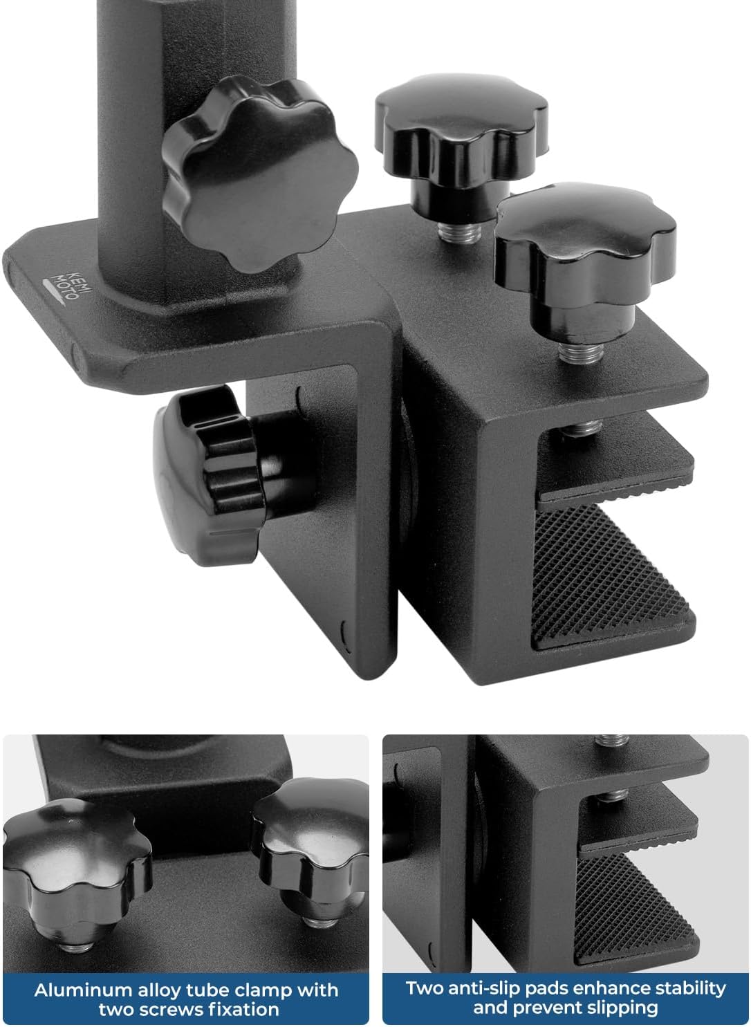 KEMIMOTO Pontoon Boat Mirror Rear View with Telescoping Pole, 10.5“ x 4” Extra Large 360° Adjustable Marine Mirror for Pontoon Rail or Bimini Top, Ski Boats Water Skiing, Pontoon Boat Accessories