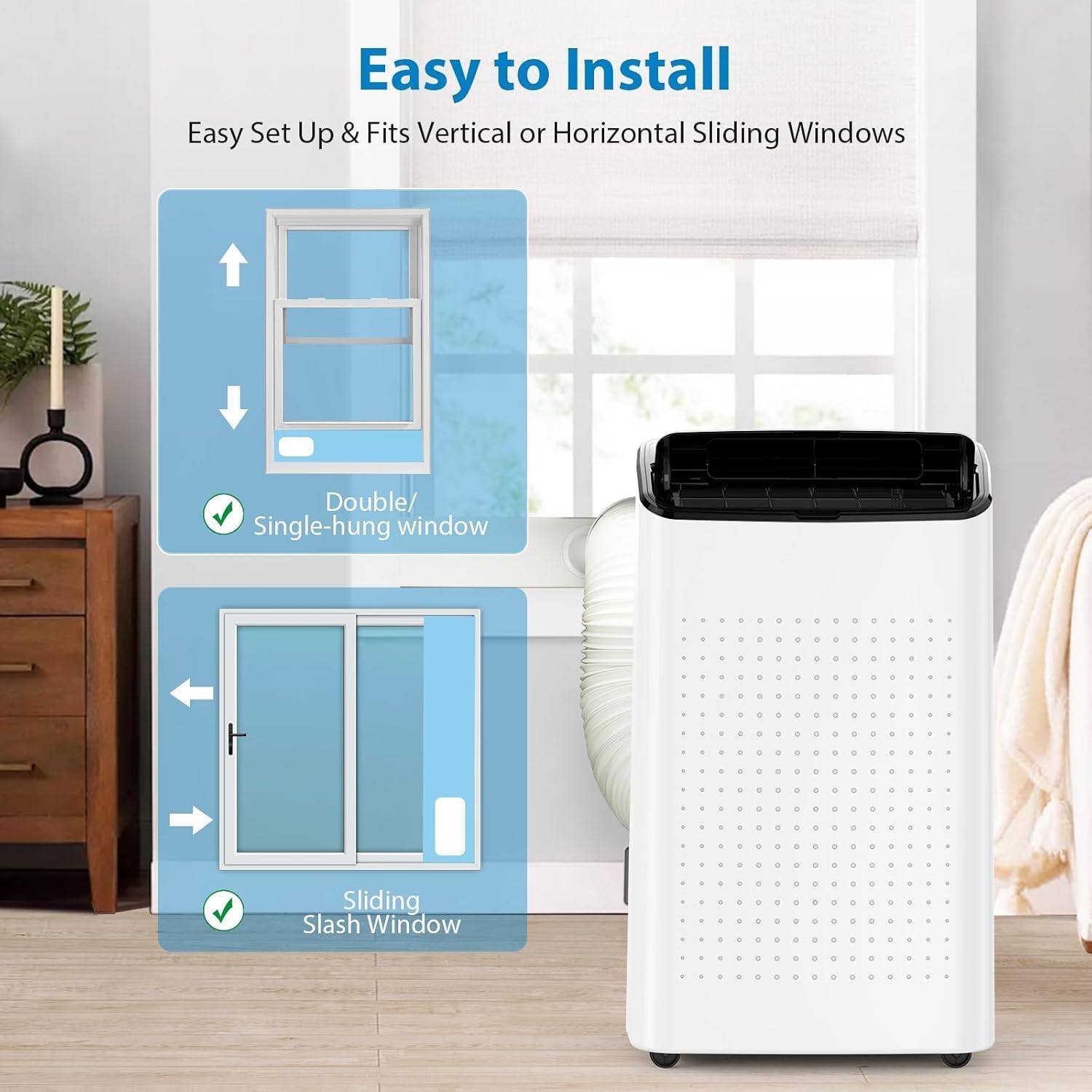 14,000 Portable Air Conditioner With Remote Control, 3 In 1 AC Unit Cooling for 750 Sq. Ft, 24H Timer Dehumidifier & Fan Modes, Window Kit Included, Air Conditioner for Living Bed Room