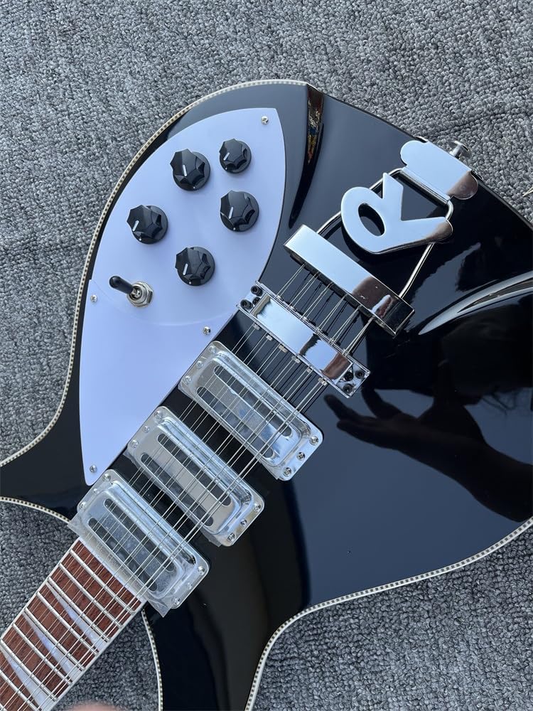 Custom 12 Strings Electric Guitar 350 Mahogany Body Rosewood Fretboard Top&Back Binding Black Color R Tailpiece