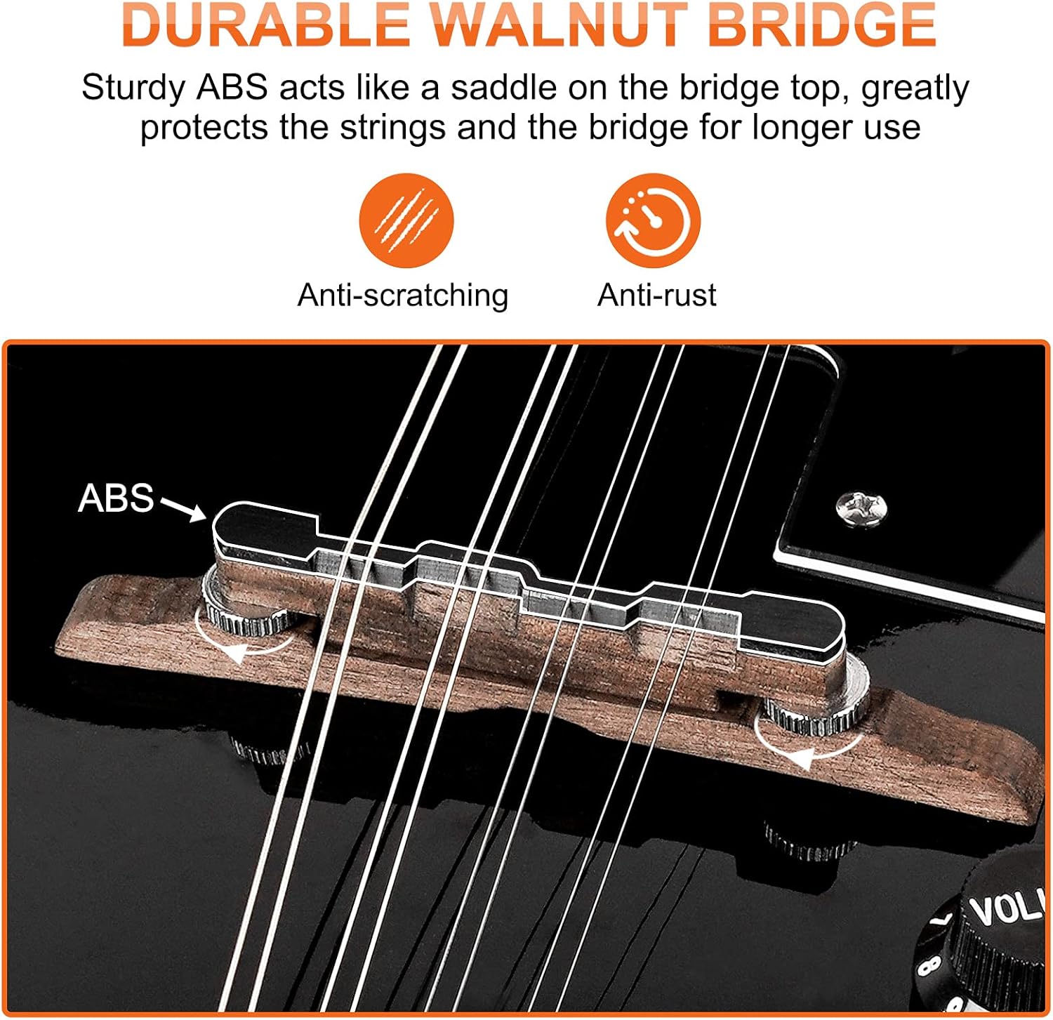 Vangoa Mandolin Instrument Mahogany Acoustic Electric A Style Mandolin Musical Instrument for Beginner Adults Teens Kids, Black