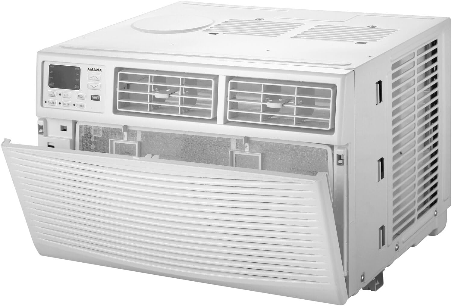 Amana 12,000 BTU Window Air Conditioner, 115V, Cools up to 550 Sq. Ft. for Bedroom, Living Room, Kitchen, with Remote Control, 24H Timer, 3-Speed, Auto-Restart, Digital Display, White