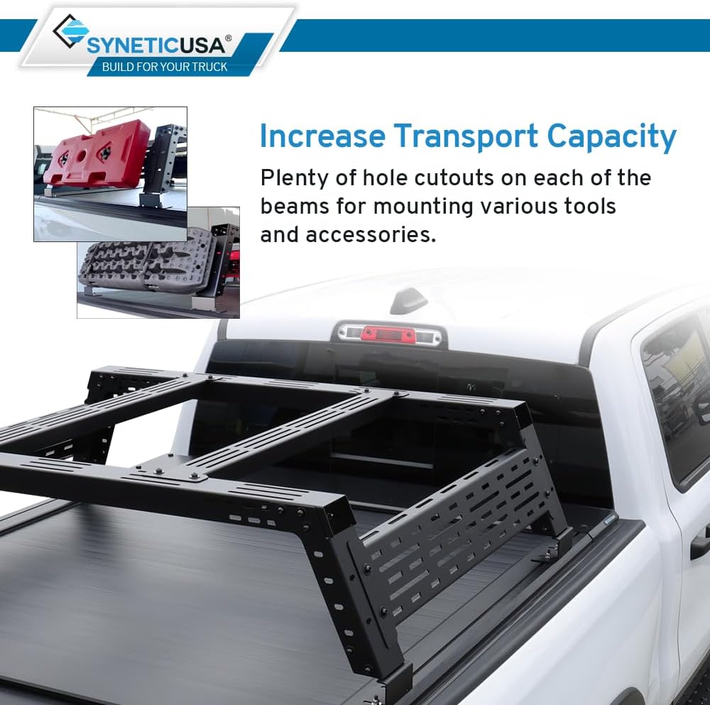 Syneticusa Retractable Hard Tonneau Cover with Rack Fits 2022-2026 Ford Maverick 4'6