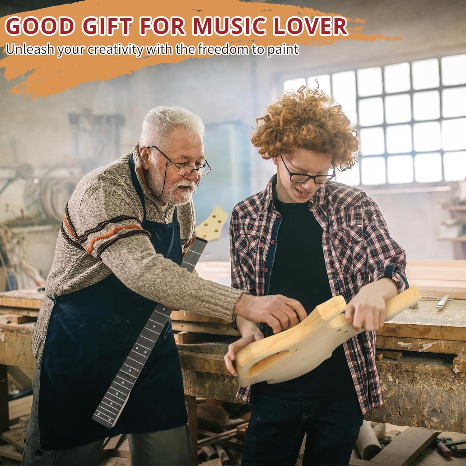 Ktaxon DIY Electric Bass Guitar with Mahogany Body, Ebony Fingerboard and Maple Neck, All Components Included Build Your Own Electric Guitar(FLAME)