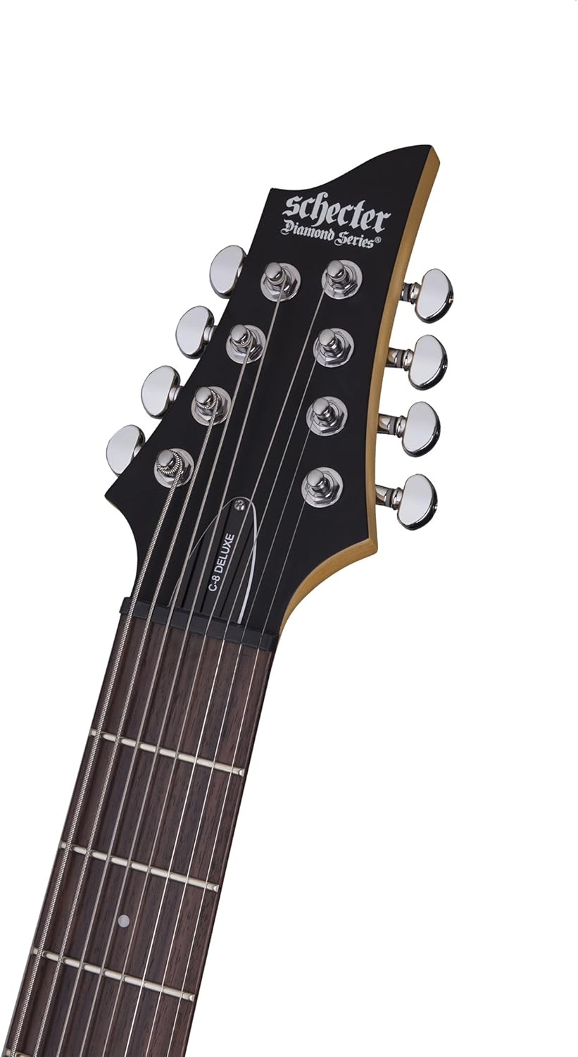 Schecter C-8 DELUXE Satin Black 8-String Solid-Body Electric Guitar, Satin Black