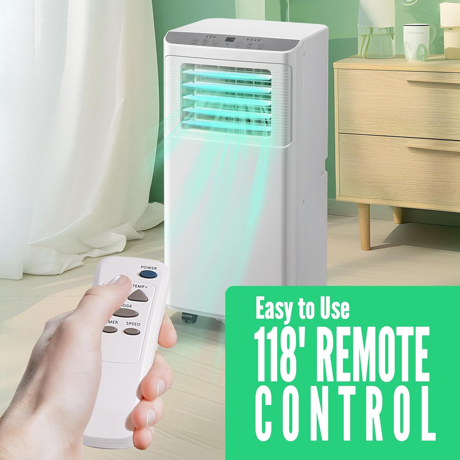 WANAI 8000 BTU ASHARE(4400 BTU SACC) Portable Air Conditioner with 3-in-1 Mode & Remote Control & Window Kit Room AC Unit Cool Up to 250 Sq.ft White